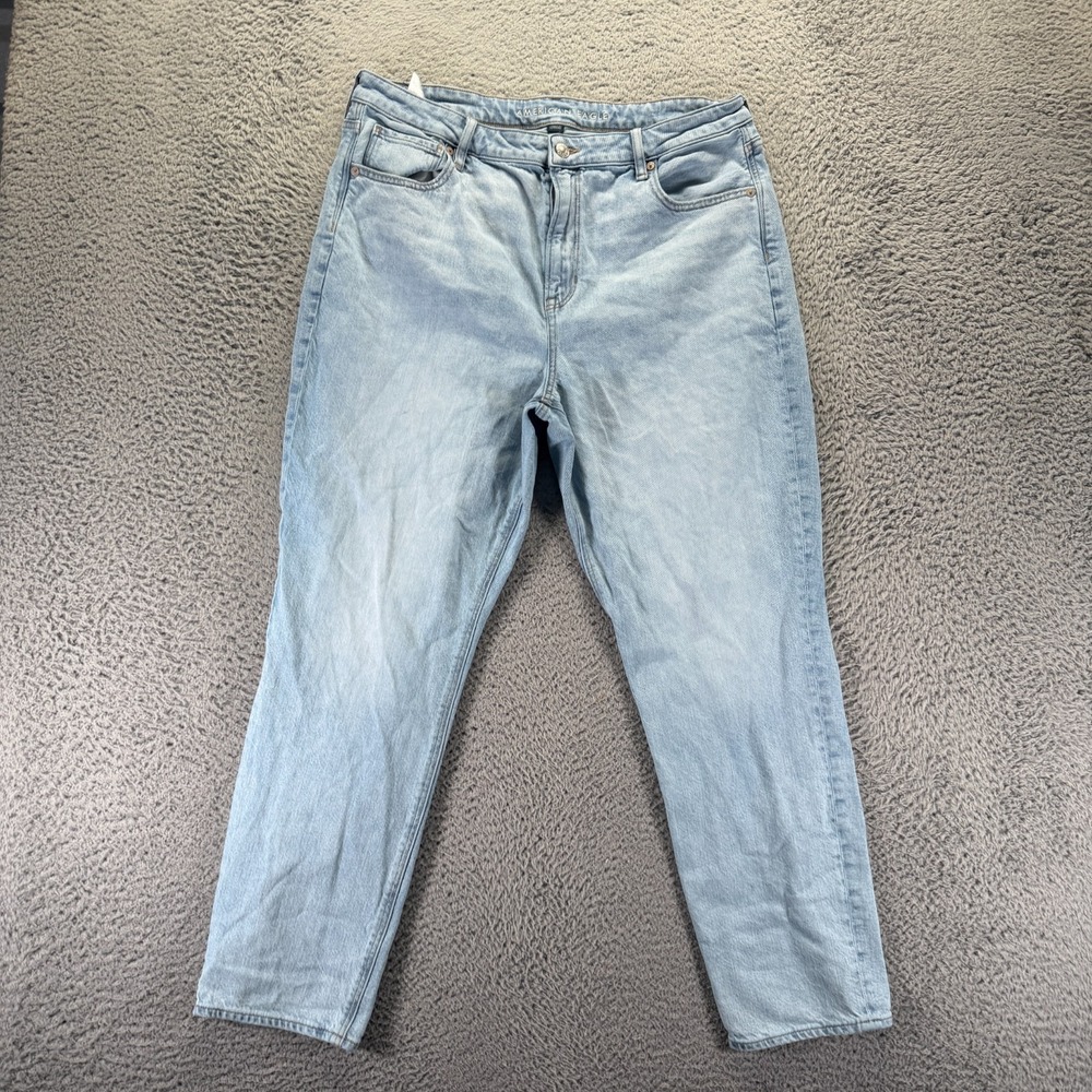 American Eagle Outfitters Strigid Jeans Womens‎ 16 Blue Denim Mom Faded Stretch